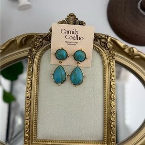Camila Coelho Reconstituted Turquoise Drop Earrings